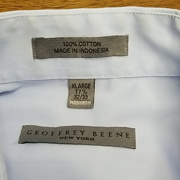 <GEOFREY BEENE> Long Sleeve 100%Cotton Dress Shirt - Picture 7 of 14